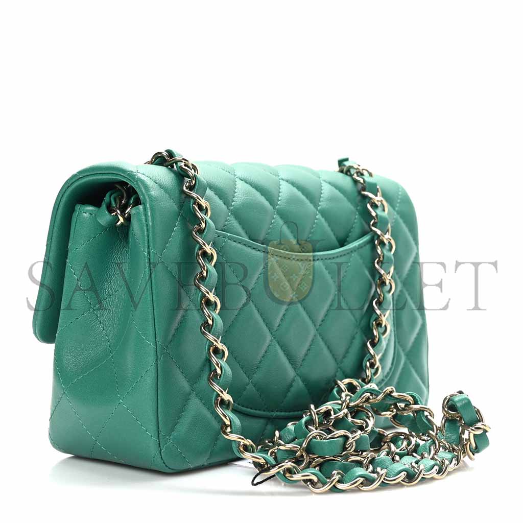 Ch*el lambskin quilted mini rectangular flap green (20*12*6cm)